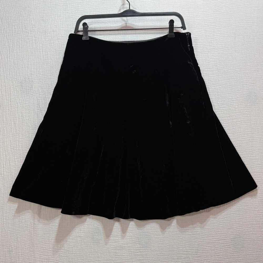 American Living Velvet Skirt Womens 8 Black A-Line Side Zip Holiday Gothic Party